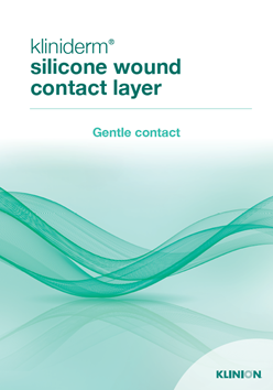 Front of leaflet about Kliniderm silicone wound contact layer