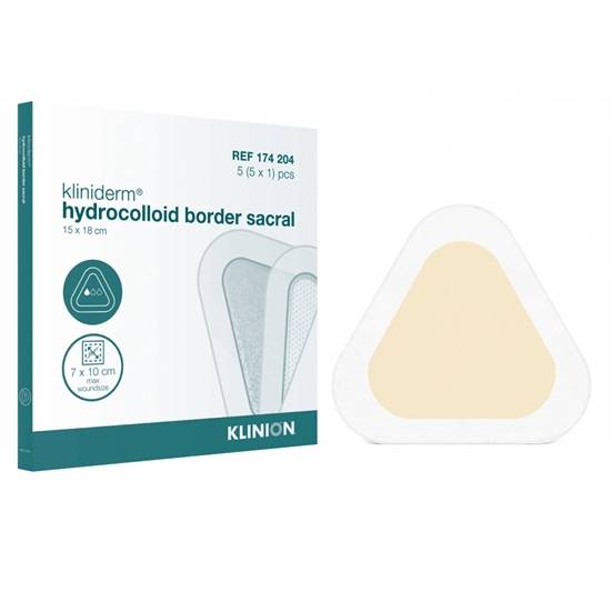 Hydrocolloid sacral plaster with border with box