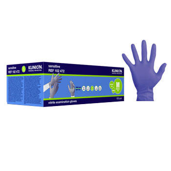 Nitrile examination glove with box