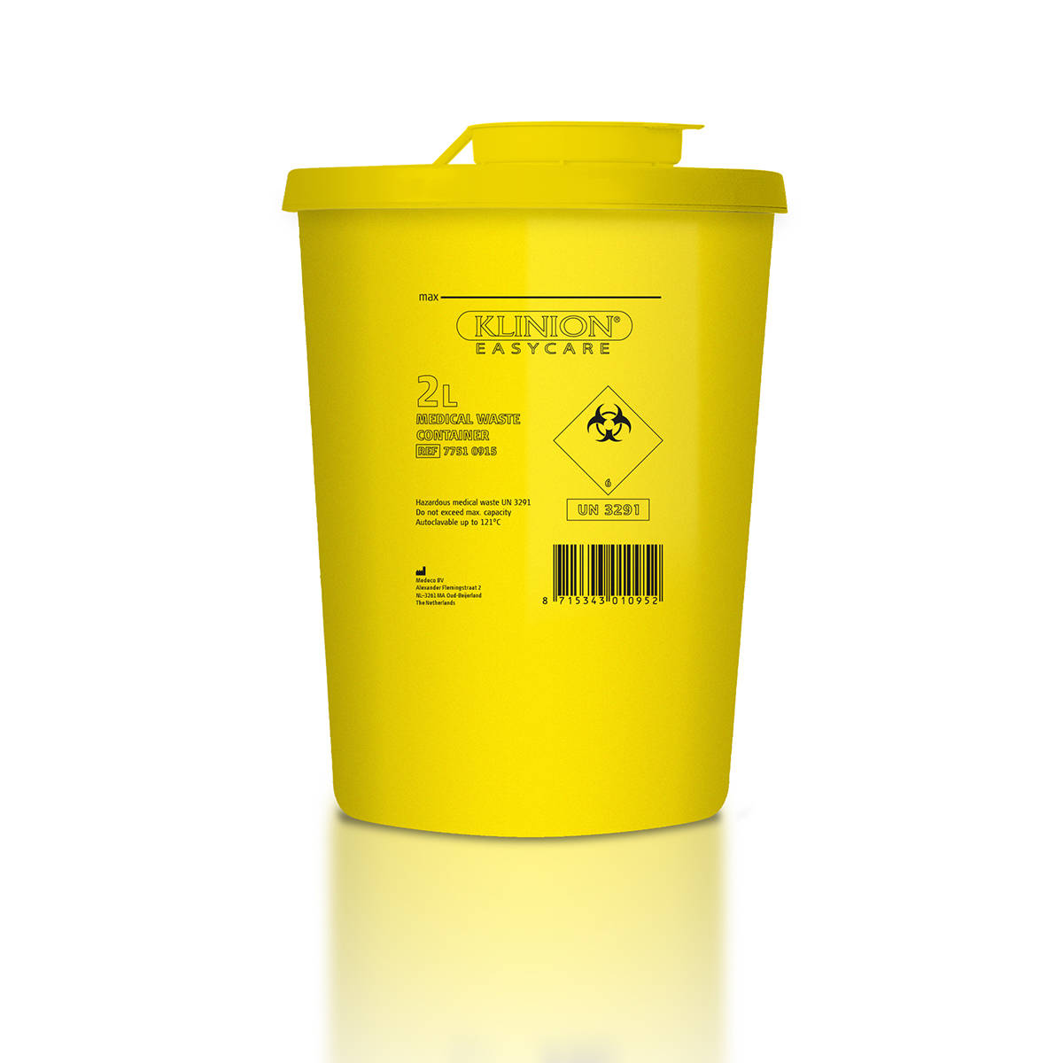 Medium-sized yellow sharps container