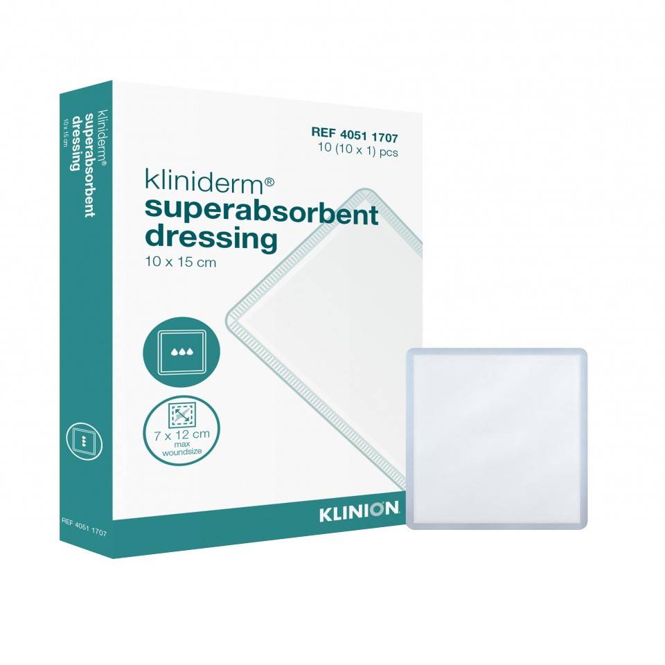 Square superabsorbent dressing with box